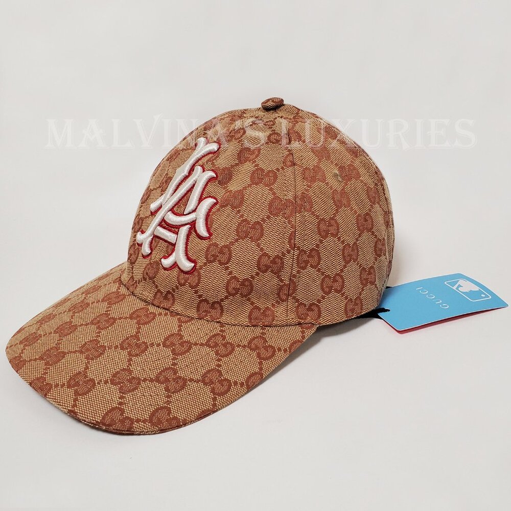 GUCCI BASEBALL CAP LA DODGERS GG SUPREME LOGO CANVAS PATCH HAT sz 57 - 61 - Picture 3 of 14